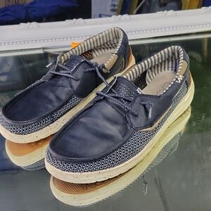 Mens 11 Hey Dude Welsh Grip Classic Mesh men's boat shoe in the steel grey color